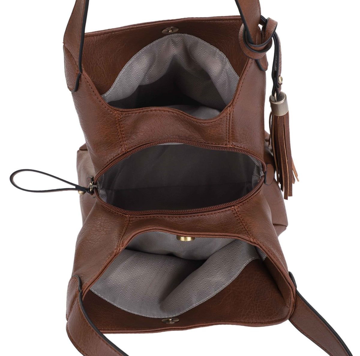 LP15518 Isela Three Compartment Tote Bag With Tassel - MiMi Wholesale