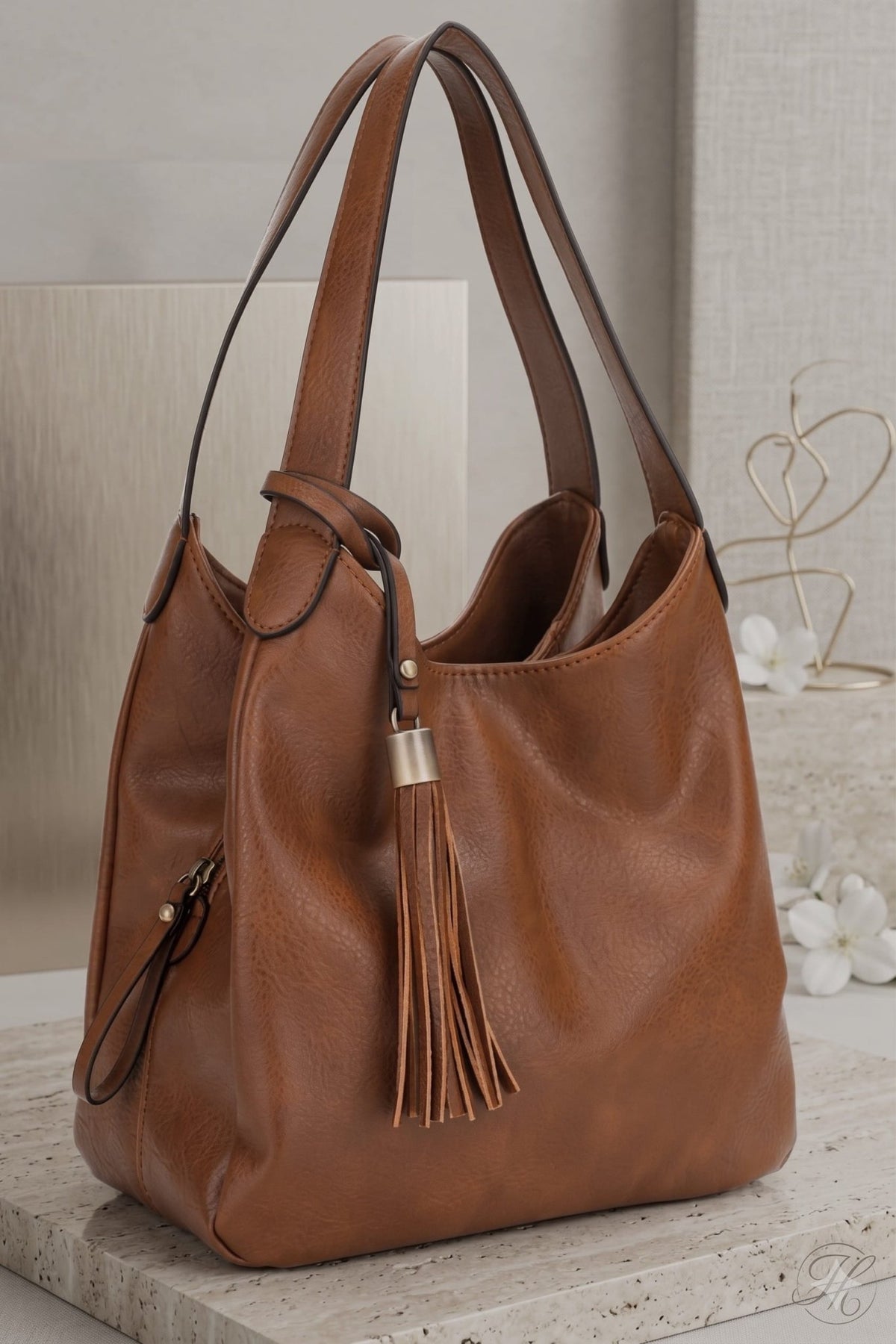 LP15518 Isela Three Compartment Tote Bag With Tassel - MiMi Wholesale