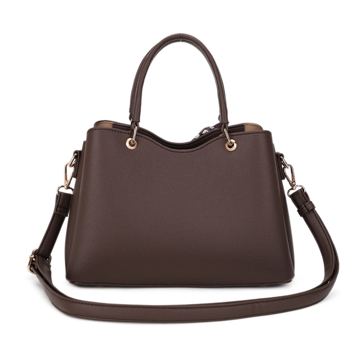 LP16609 Charlotte Triple Compartment Satchel Crossbody Bag with Scarf - MiMi Wholesale