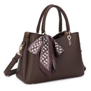 LP16609 Charlotte Triple Compartment Satchel Crossbody Bag with Scarf - MiMi Wholesale