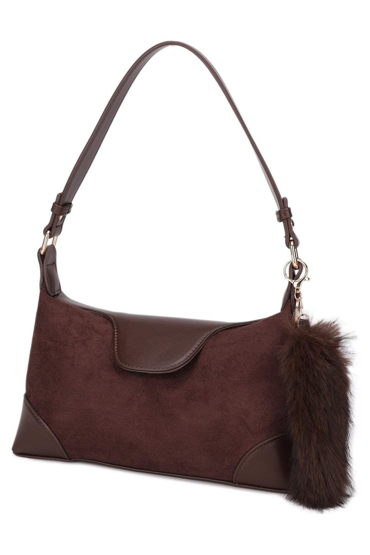 LP16660-6 Lila Shoulder Bag with Fluffy Charm - MiMi Wholesale