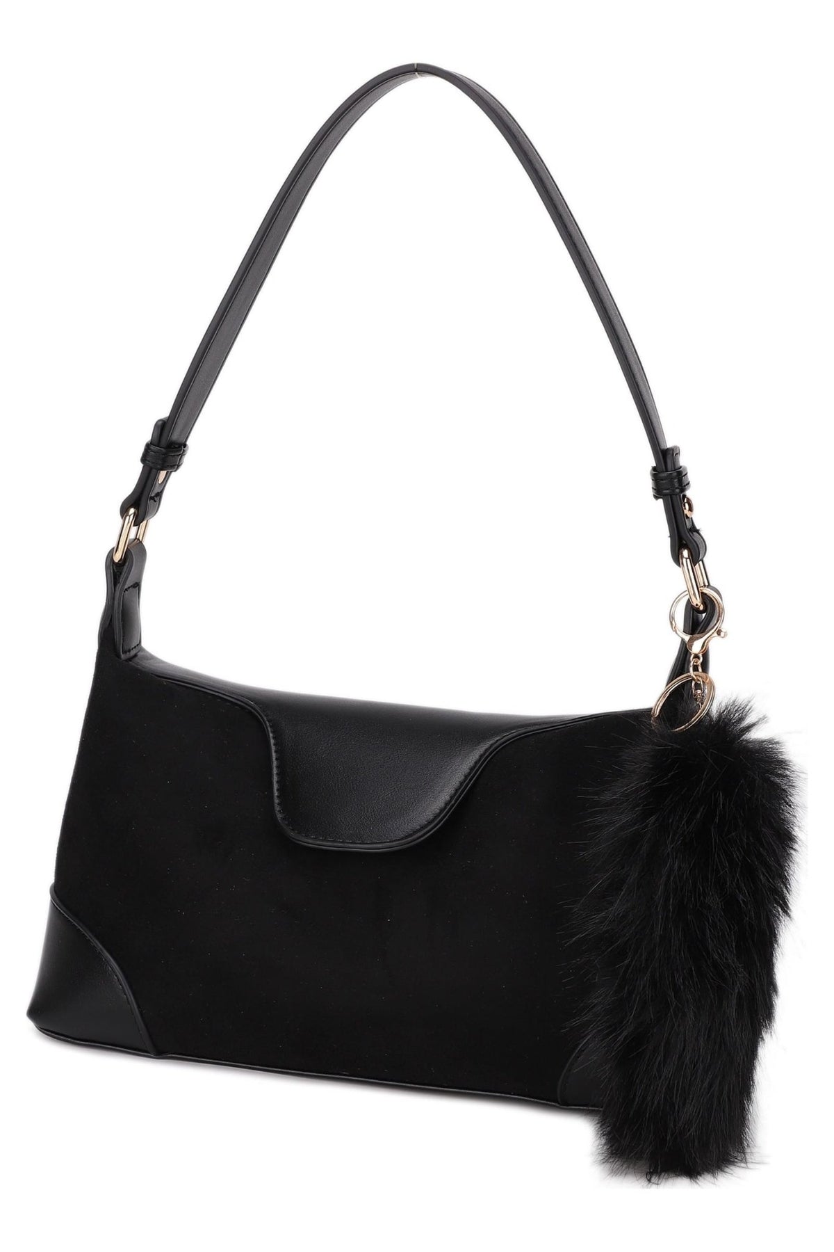 LP16660-6 Lila Shoulder Bag with Fluffy Charm - MiMi Wholesale