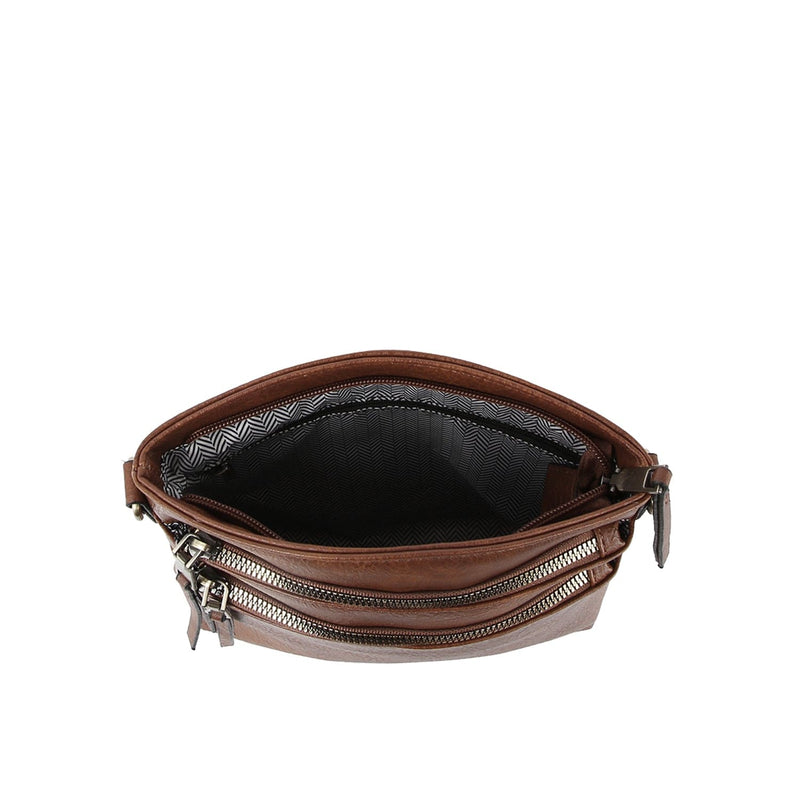 LQ284 - 1 Triple Zipper Crossbody Bag - MiMi Wholesale