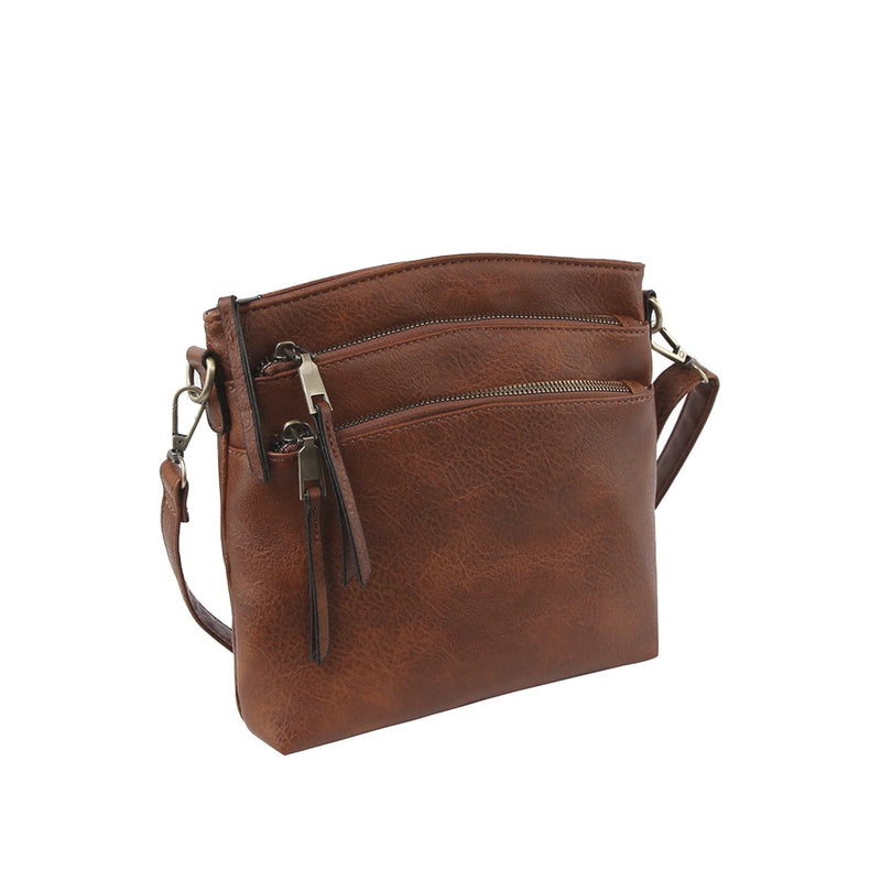 LQ284 - 1 Triple Zipper Crossbody Bag - MiMi Wholesale
