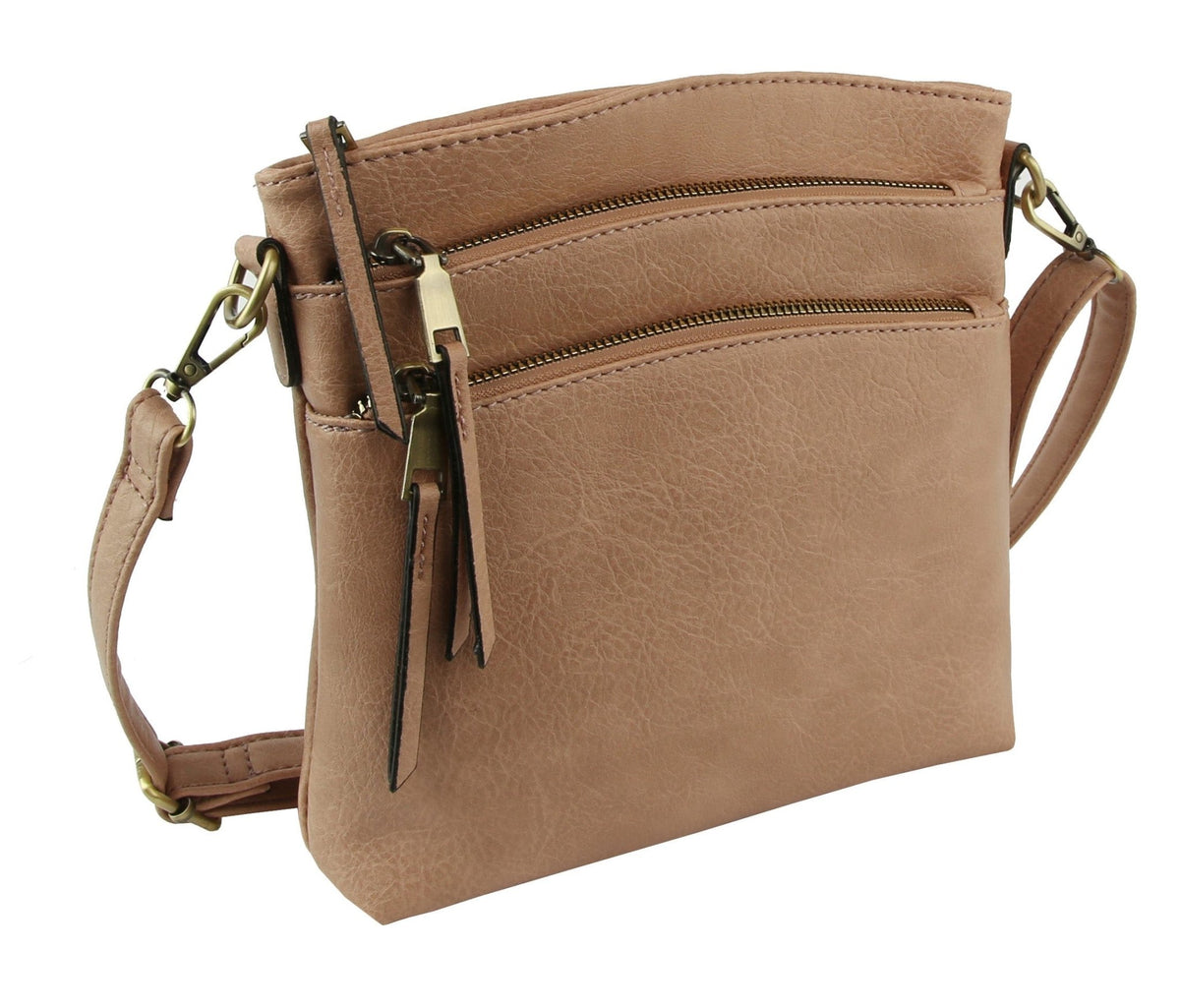 LQ284 - 1 Triple Zipper Crossbody Bag - MiMi Wholesale