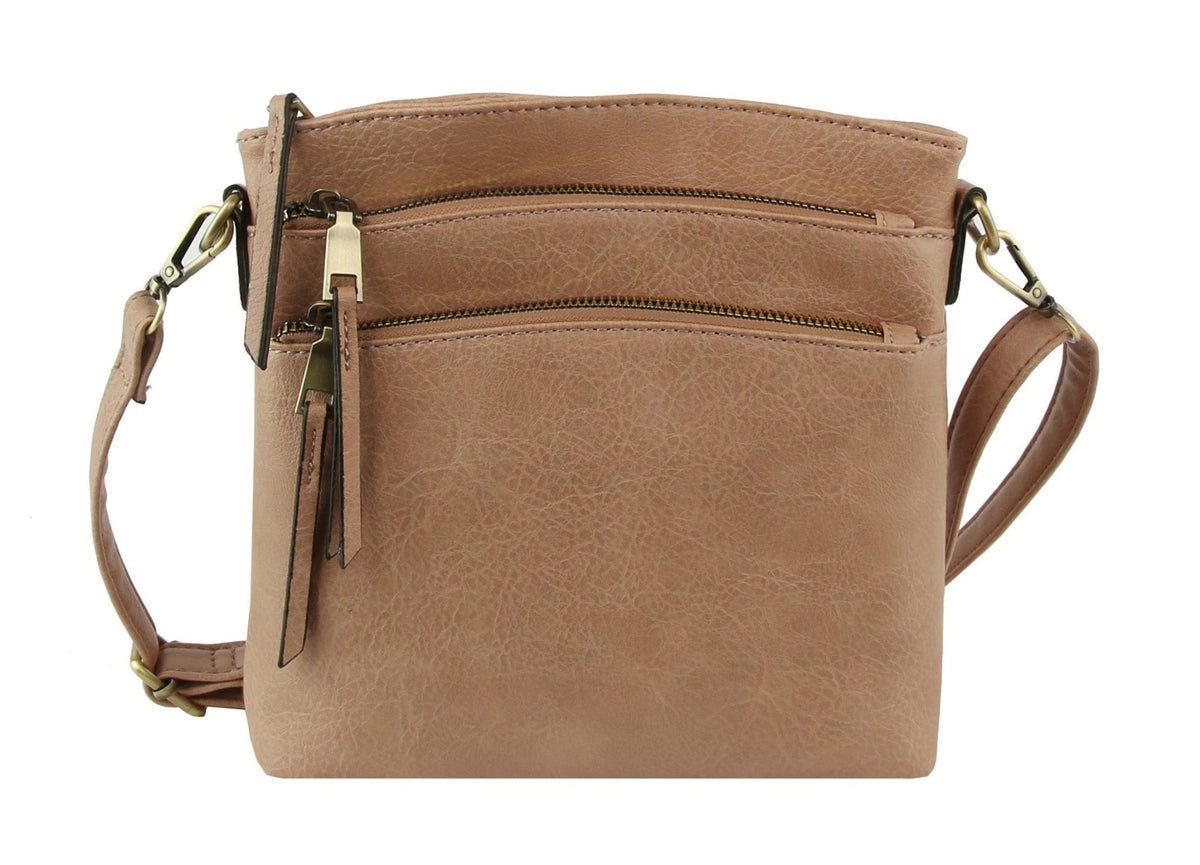LQ284 - 1 Triple Zipper Crossbody Bag - MiMi Wholesale