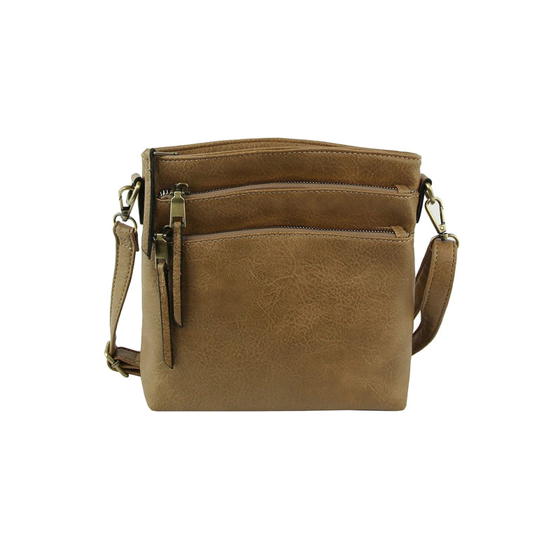 LQ284 - 1 Triple Zipper Crossbody Bag - MiMi Wholesale