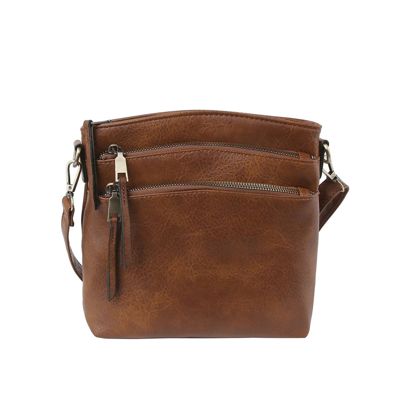 LQ284 - 1 Triple Zipper Crossbody Bag - MiMi Wholesale