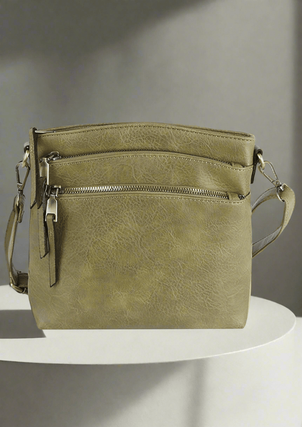 LQ284 - 1 Triple Zipper Crossbody Bag - MiMi Wholesale