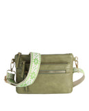 LQ342 - Z Melissa Multi Zip Pocket Crossbody With Guitar Strap - MiMi Wholesale