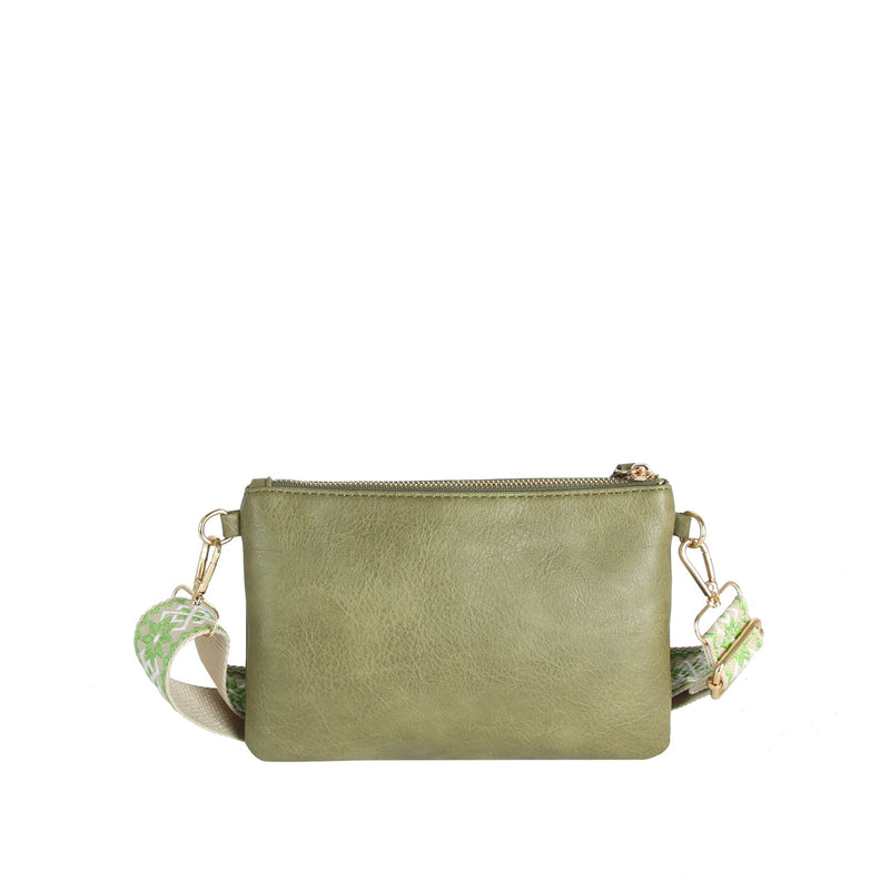 LQ342 - Z Melissa Multi Zip Pocket Crossbody With Guitar Strap - MiMi Wholesale