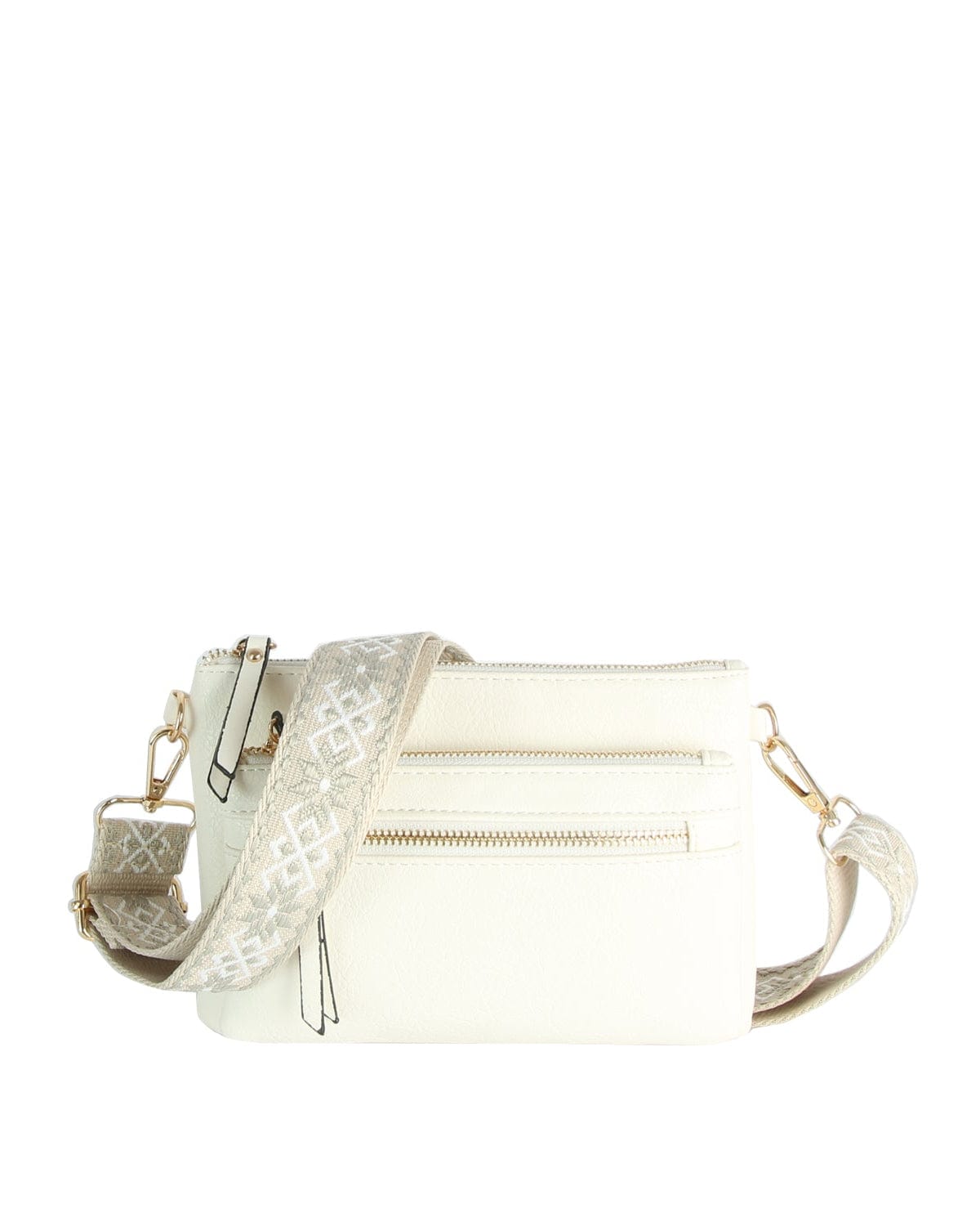 LQ342 - Z Melissa Multi Zip Pocket Crossbody With Guitar Strap - MiMi Wholesale