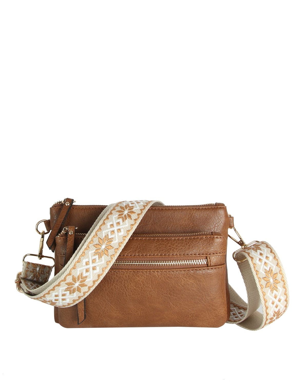LQ342 - Z Melissa Multi Zip Pocket Crossbody With Guitar Strap - MiMi Wholesale