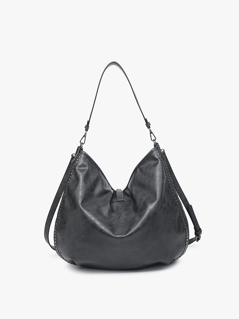 M2546 Demi Distressed Studded Hobo Bag - MiMi Wholesale