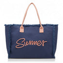 MB0204 Sewn Rope Summer Letter Fringe Tote Bag - MiMi Wholesale