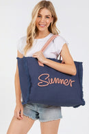 MB0204 Sewn Rope Summer Letter Fringe Tote Bag - MiMi Wholesale