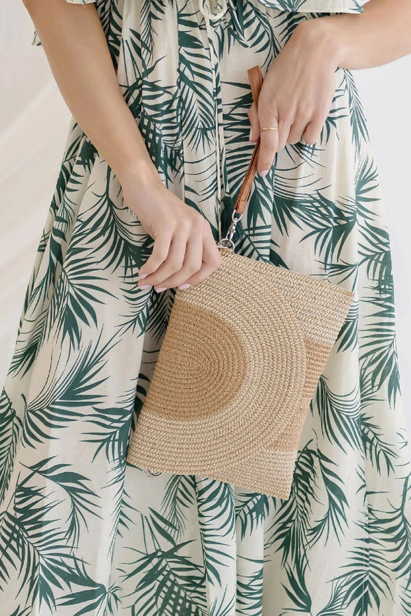 MB0213 Nora Two Tone Straw Crossbody/Clutch - MiMi Wholesale