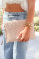 MB0215 Georgia Striped Straw Crossbody/Clutch - MiMi Wholesale