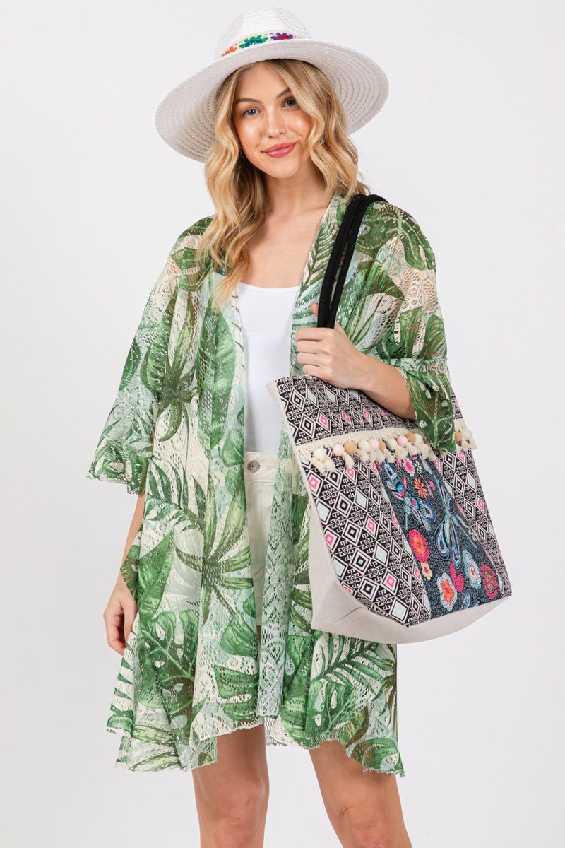 MB0248 Romina Boho Dragonfly Print Tassel Tote Bag - MiMi Wholesale