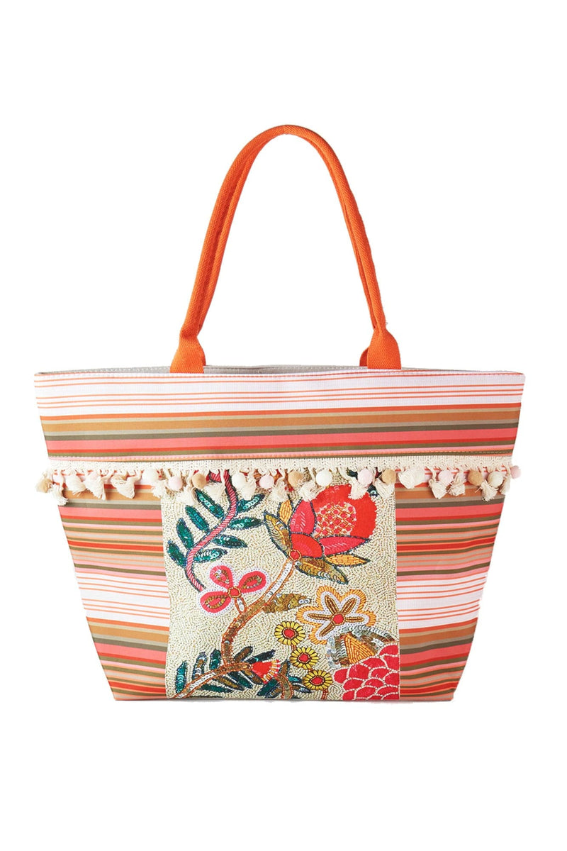 MB0252 Genesis Boho Flower Print Tassel Tote Bag - MiMi Wholesale