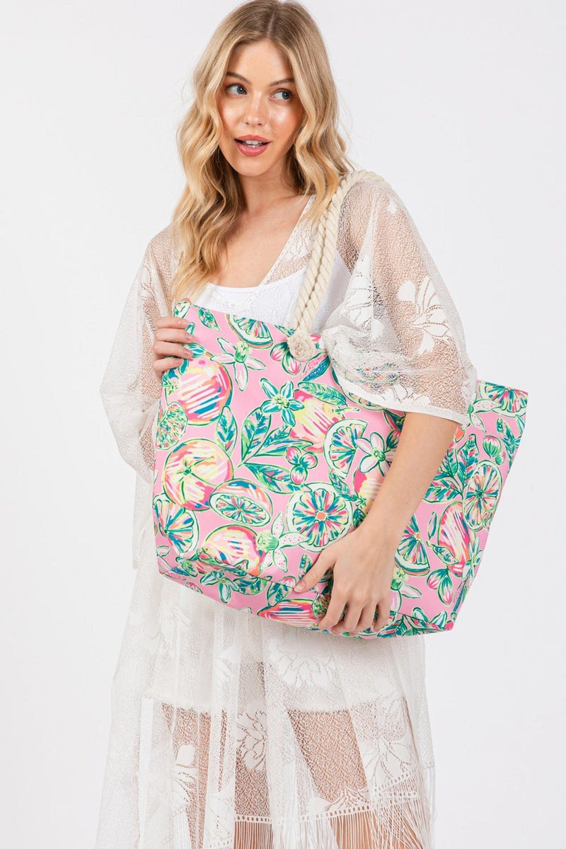 MB0255 Hand Drawn Grapefruit Beach Tote - MiMi Wholesale