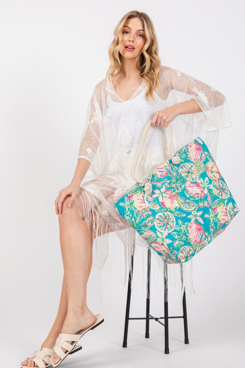 MB0255 Hand Drawn Grapefruit Beach Tote - MiMi Wholesale