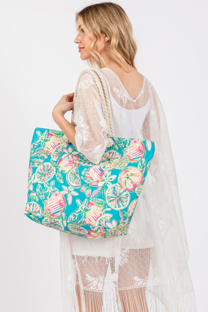 MB0255 Hand Drawn Grapefruit Beach Tote - MiMi Wholesale