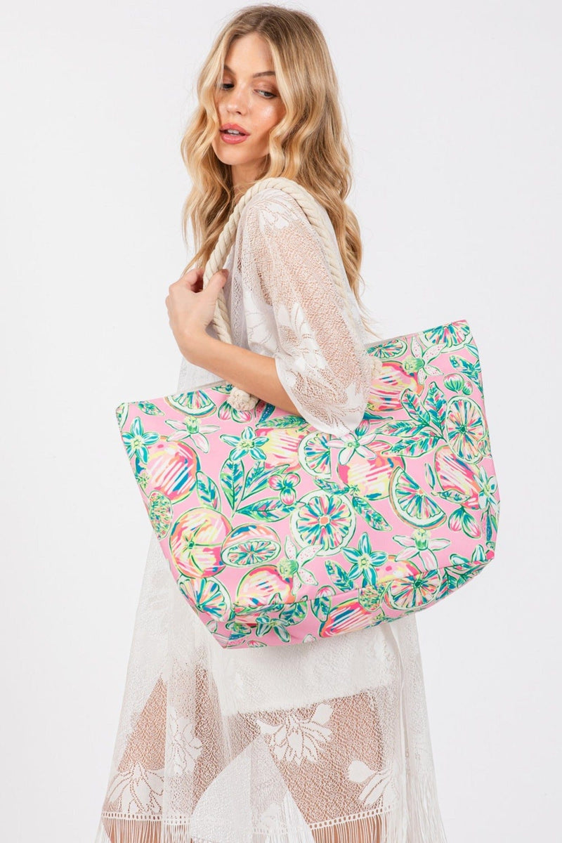 MB0255 Hand Drawn Grapefruit Beach Tote - MiMi Wholesale