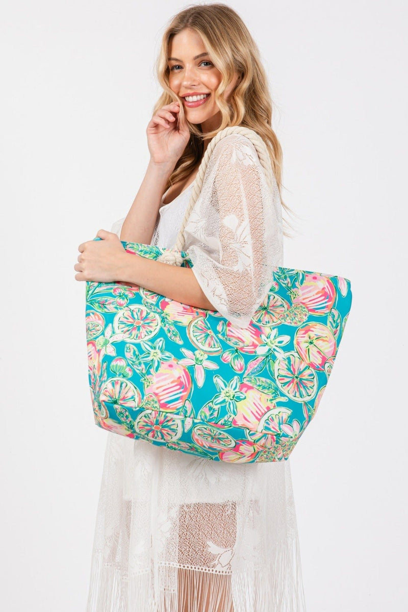 MB0255 Hand Drawn Grapefruit Beach Tote - MiMi Wholesale