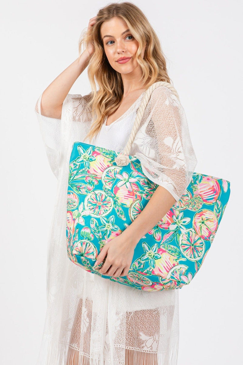 MB0255 Hand Drawn Grapefruit Beach Tote - MiMi Wholesale