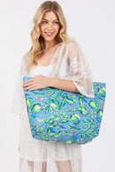 MB0256 Hand Drawn Lime Print Beach Tote - MiMi Wholesale