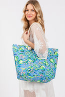 MB0256 Hand Drawn Lime Print Beach Tote - MiMi Wholesale