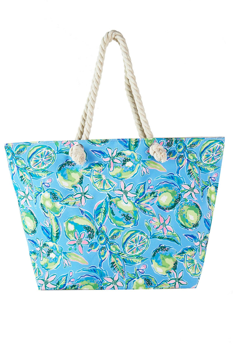 MB0256 Hand Drawn Lime Print Beach Tote - MiMi Wholesale