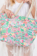 MB0257 Hand Draw Undersea City Print Beach Tote - MiMi Wholesale