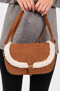 MB0261 SherpaTrimmed Faux Suede Crossbody Bag - MiMi Wholesale