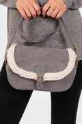 MB0261 SherpaTrimmed Faux Suede Crossbody Bag - MiMi Wholesale