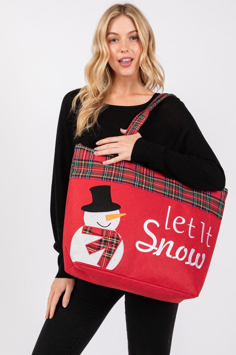 MB0262 Let it Snow Snowman Christmas Tote Bag - MiMi Wholesale