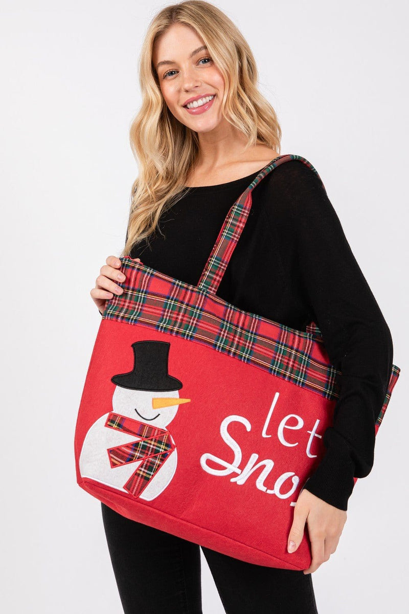 MB0262 Let it Snow Snowman Christmas Tote Bag - MiMi Wholesale