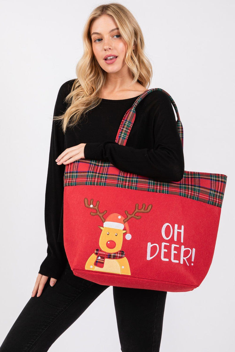 MB0265 Oh Deer Reindeer Christmas Tote Bag - MiMi Wholesale