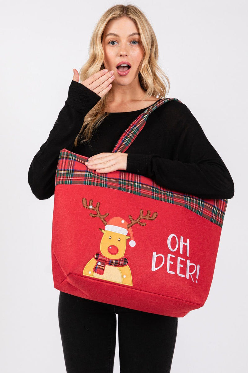 MB0265 Oh Deer Reindeer Christmas Tote Bag - MiMi Wholesale