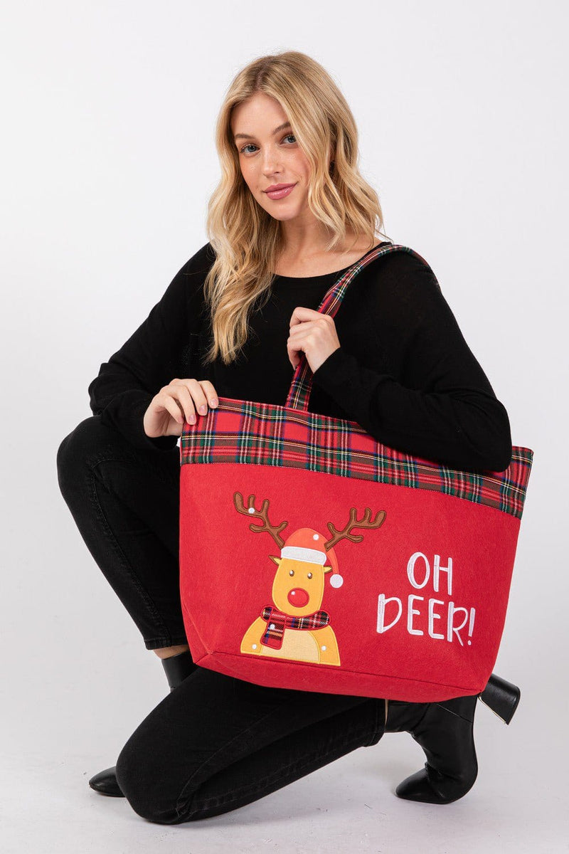 MB0265 Oh Deer Reindeer Christmas Tote Bag - MiMi Wholesale