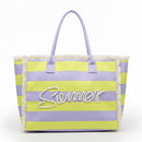 MB0267 Sewn Tope Summer Letter Fringe Striped Tote Bag - MiMi Wholesale
