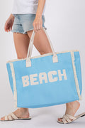 MB0268 Embroidered Beach Letter Fringe Tote Bag - MiMi Wholesale