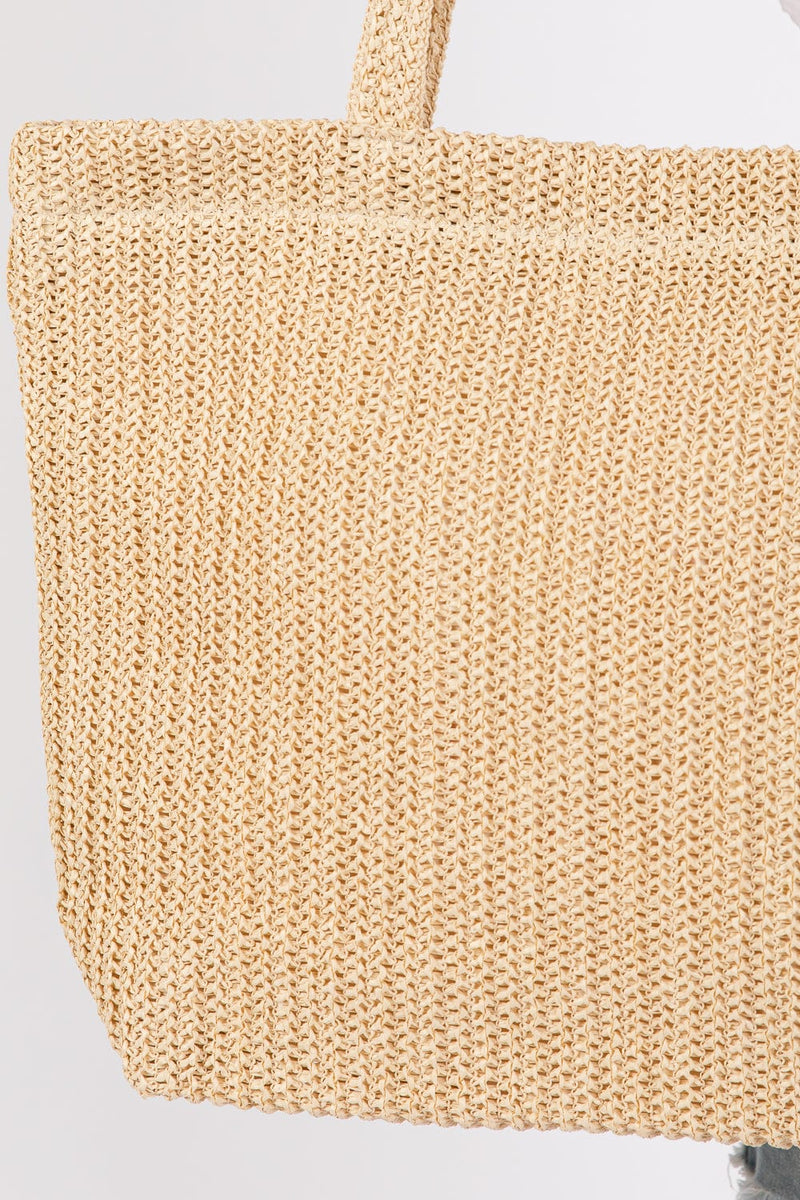 MB0271 Solid Crochet Straw Tote Bag - MiMi Wholesale