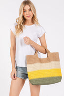 MB0274 Multi Color Stripe Tote Bag - MiMi Wholesale