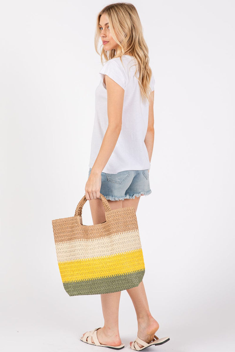 MB0274 Multi Color Stripe Tote Bag - MiMi Wholesale