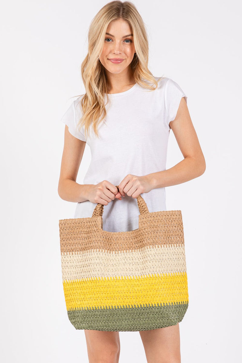 MB0274 Multi Color Stripe Tote Bag - MiMi Wholesale