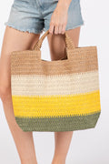 MB0274 Multi Color Stripe Tote Bag - MiMi Wholesale