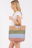 MB0274 Multi Color Stripe Tote Bag - MiMi Wholesale