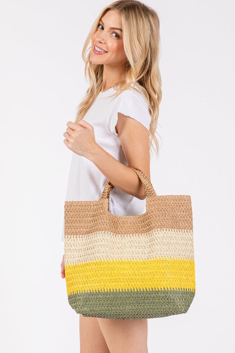 MB0274 Multi Color Stripe Tote Bag - MiMi Wholesale